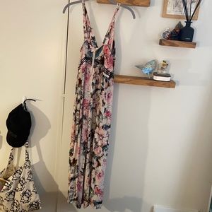 Floral Anthropologie wide-leg jumpsuit
